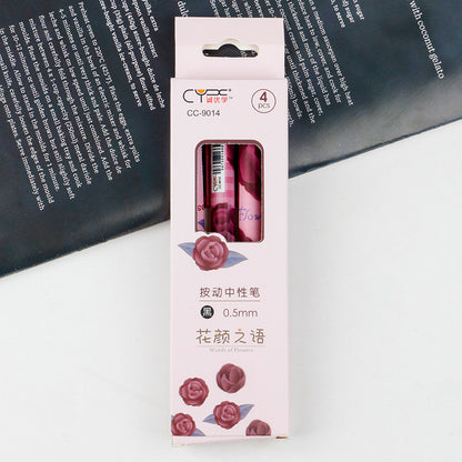 Aesthetic Flower Push-Button Gel Pen