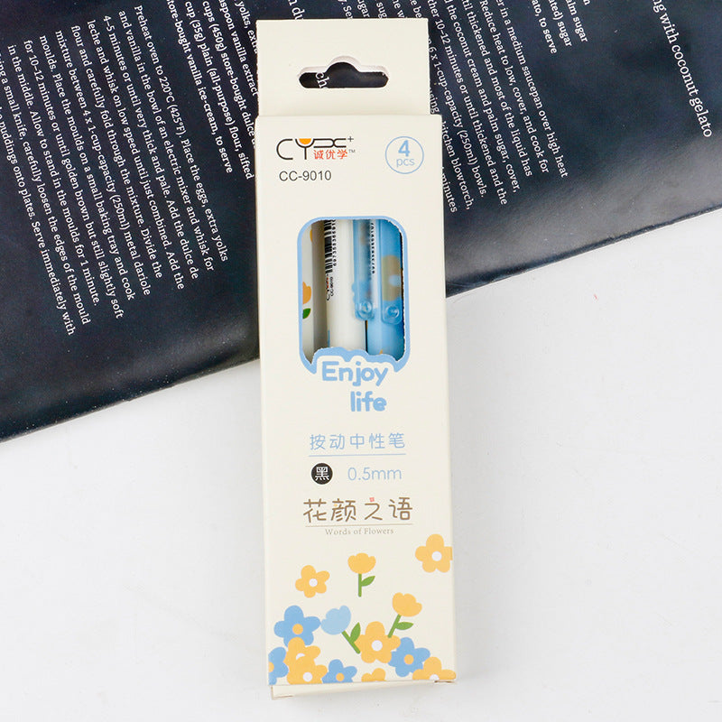 Aesthetic Flower Push-Button Gel Pen