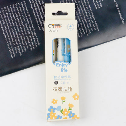 Aesthetic Flower Push-Button Gel Pen