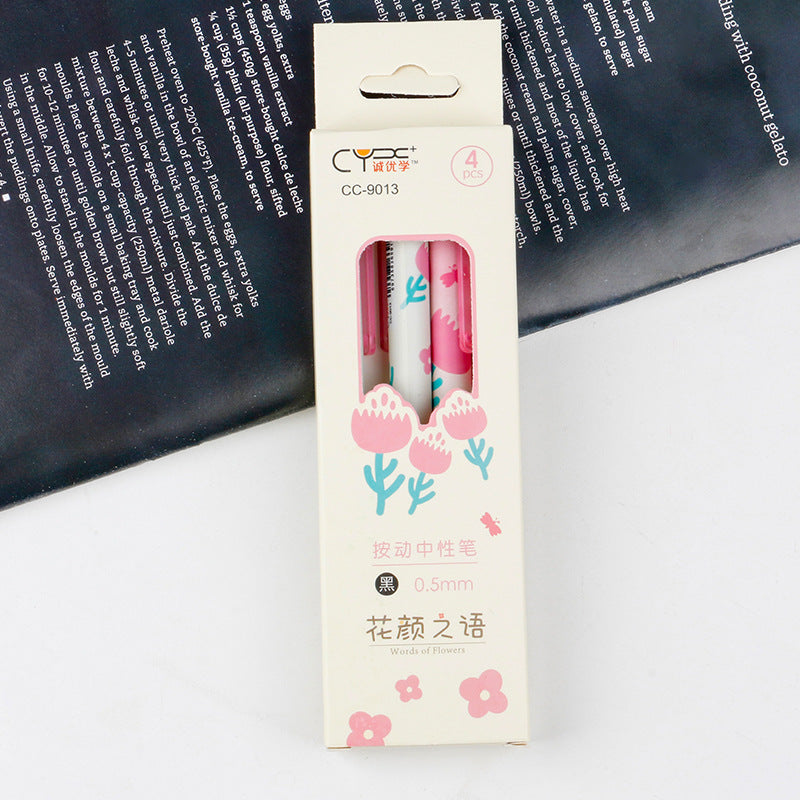 Aesthetic Flower Push-Button Gel Pen