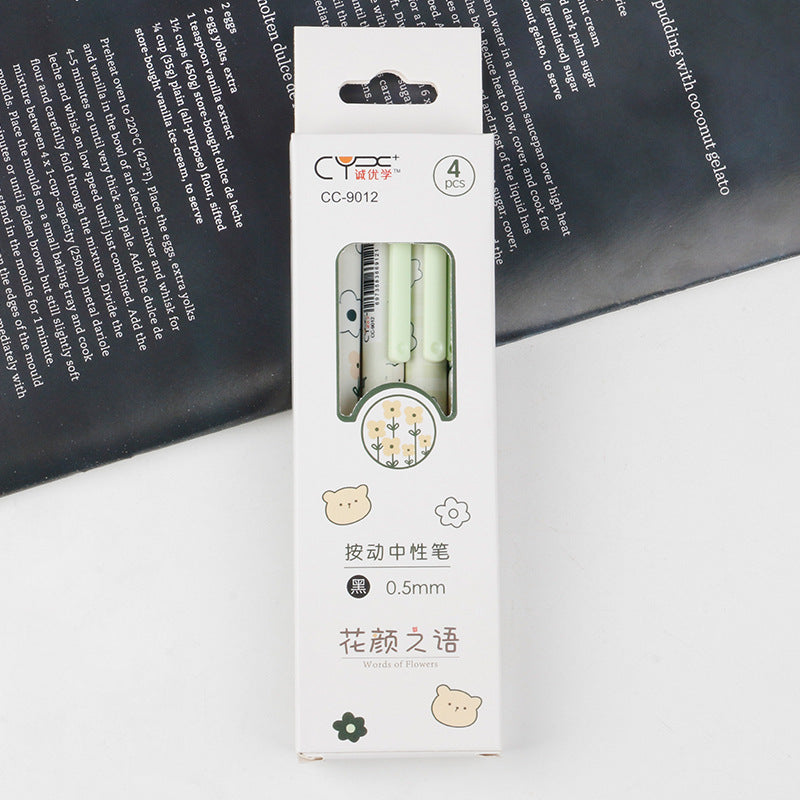 Aesthetic Flower Push-Button Gel Pen