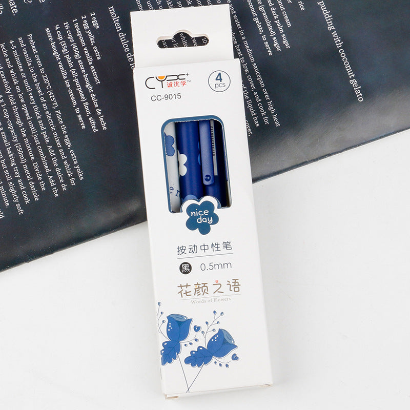 Aesthetic Flower Push-Button Gel Pen