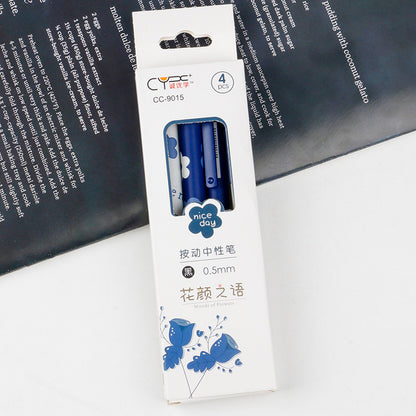 Aesthetic Flower Push-Button Gel Pen