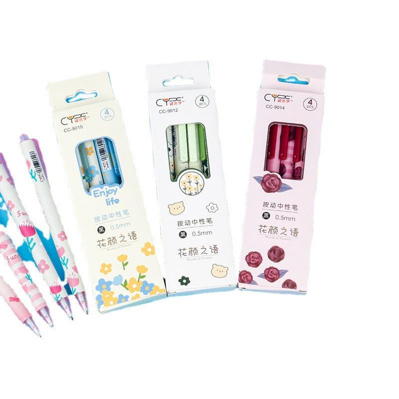 Aesthetic Flower Push-Button Gel Pen