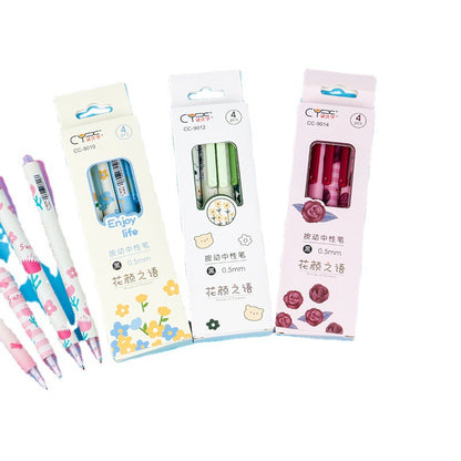 Aesthetic Flower Push-Button Gel Pen