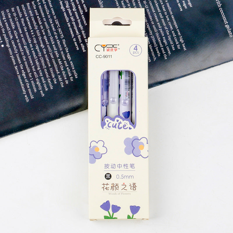 Aesthetic Flower Push-Button Gel Pen