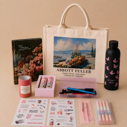 Aesthetic Pink Stationery & Tote Bag Gift Set