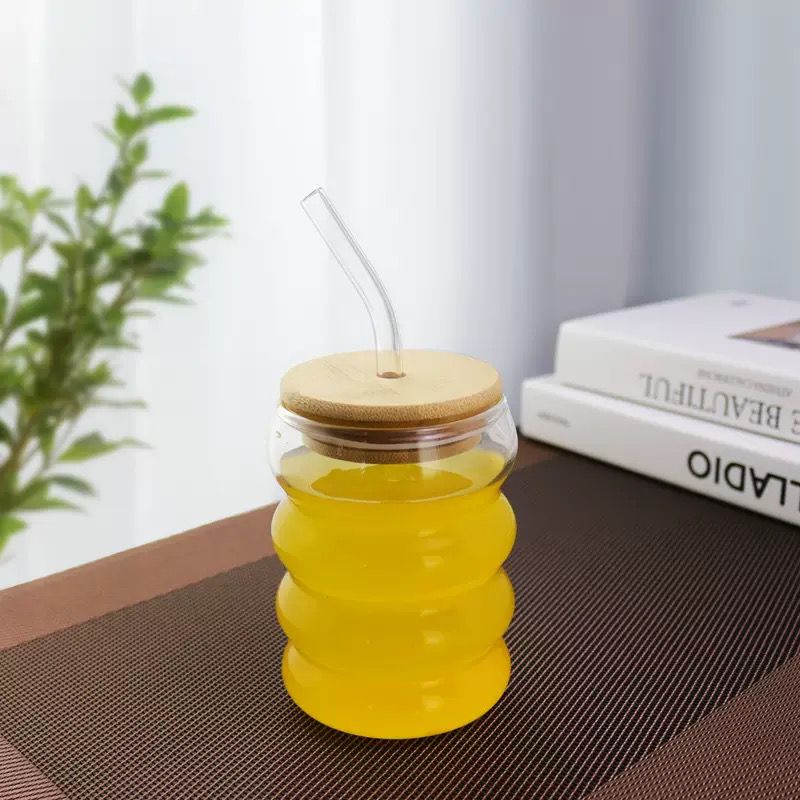 Aesthetic Coffee Glass with Bamboo Lid