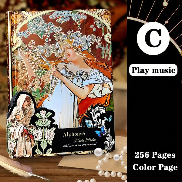 Alphonse Mucha Art Cover & Love Poems Theme Notebook Journal