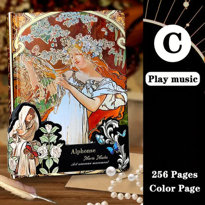 Alphonse Mucha Art Cover & Love Poems Theme Notebook Journal