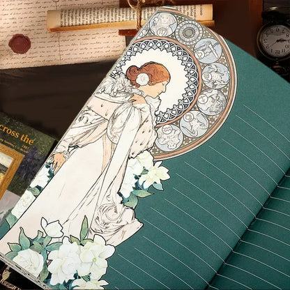 Alphonse Mucha Art Cover & Love Poems Theme Notebook Journal
