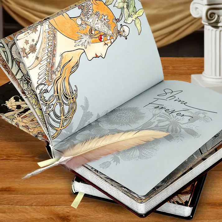 Alphonse Mucha Art Cover & Love Poems Theme Notebook Journal