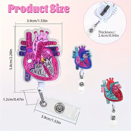 Anatomical Heart Diagram Retractable Badge Holder