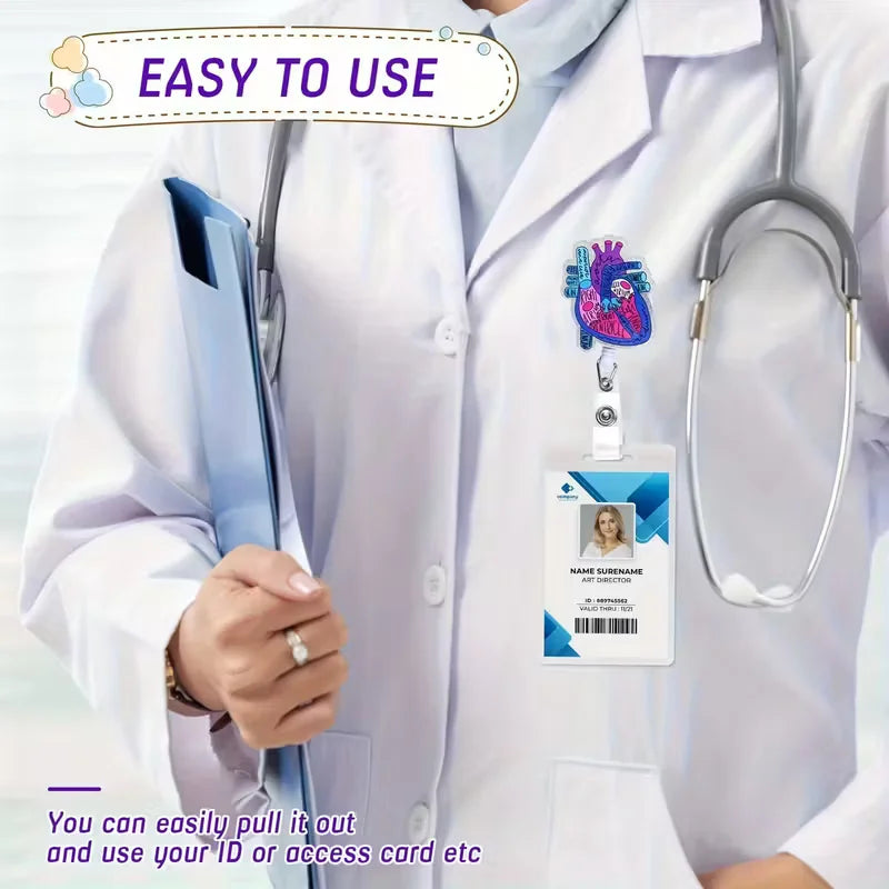 Anatomical Heart Diagram Retractable Badge Holder