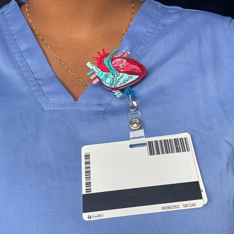 Anatomical Heart Diagram Retractable Badge Holder