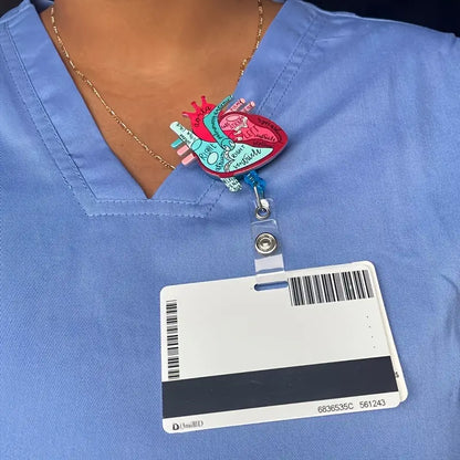 Anatomical Heart Diagram Retractable Badge Holder