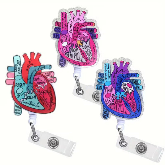 Anatomical Heart Diagram Retractable Badge Holder