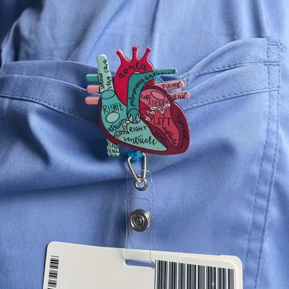 Anatomical Heart Diagram Retractable Badge Holder