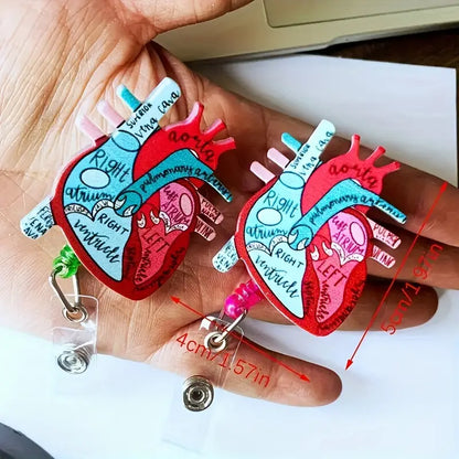 Anatomical Heart Diagram Retractable Badge Holder
