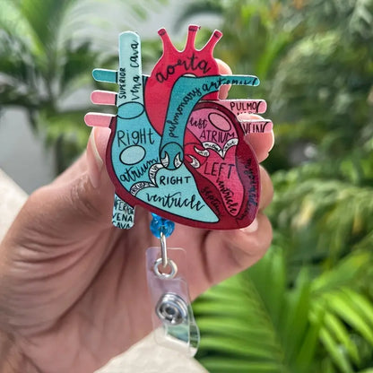 Anatomical Heart Diagram Retractable Badge Holder