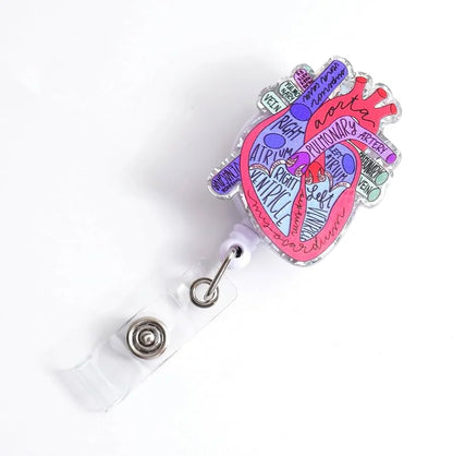 Anatomical Heart Diagram Retractable Badge Holder