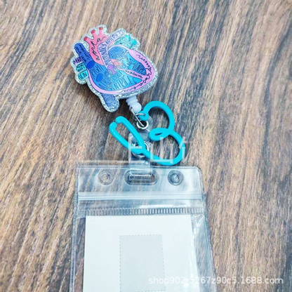 Anatomical Heart Diagram Retractable Badge Holder