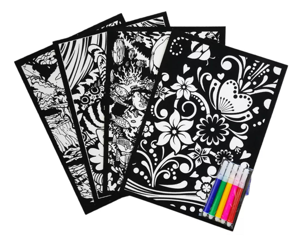 Assorted Velvet Art Sheet with Mini Markers