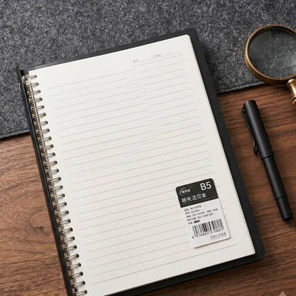 B5 Black  Transparent Plastic Ring Binders With Elastic Closure