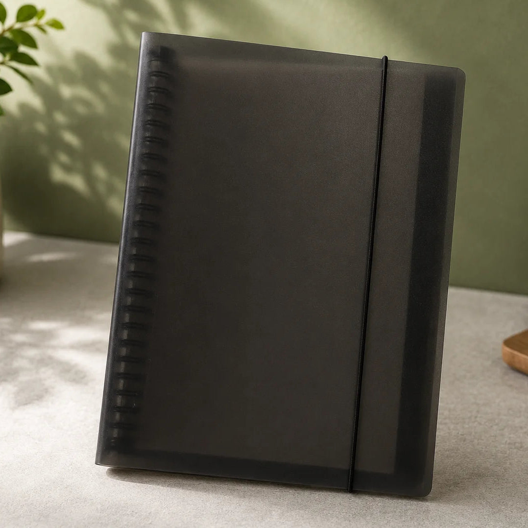 B5 Black  Transparent Plastic Ring Binders With Elastic Closure
