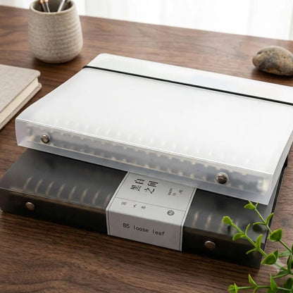 B5 Black  Transparent Plastic Ring Binders With Elastic Closure