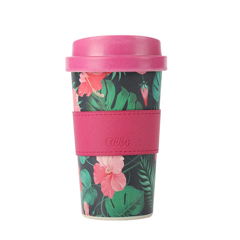 Bamboo Fiber Portable Tea and Coffee Cup - Flower