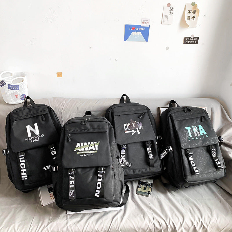 Black Luminous Logo Canvas Backpack Bag