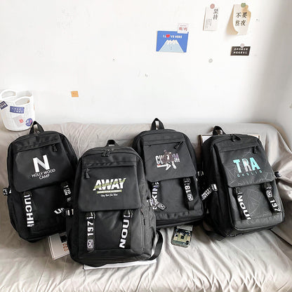 Black Luminous Logo Canvas Backpack Bag