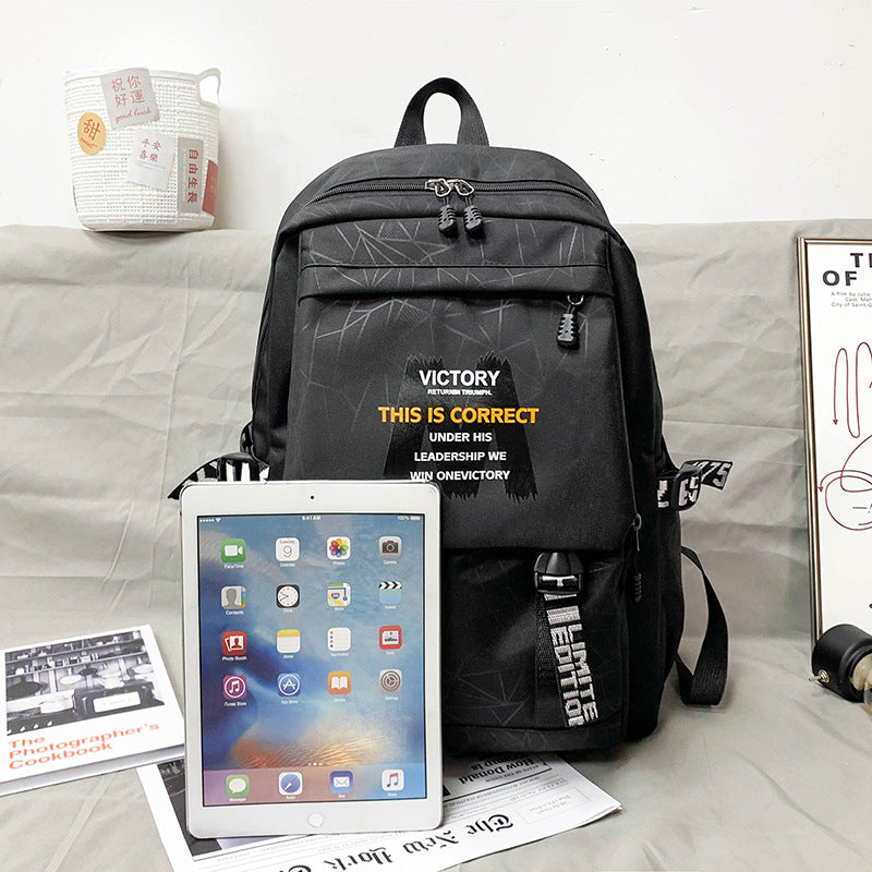 Black Luminous Logo Canvas Backpack Bag