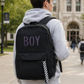 Black Luminous Logo Canvas Backpack Bag - Boy