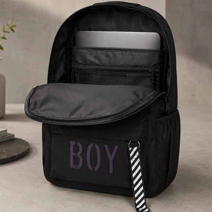 Black Luminous Logo Canvas Backpack Bag - Boy
