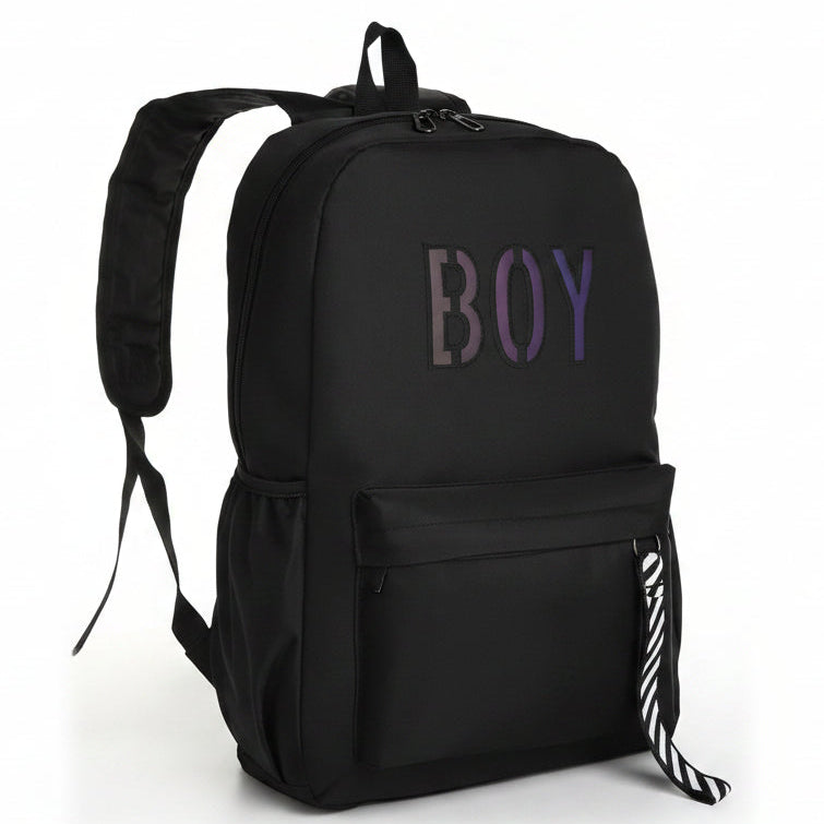 Black Luminous Logo Canvas Backpack Bag - Boy