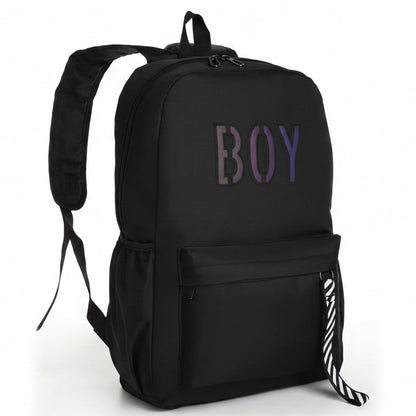 Black Luminous Logo Canvas Backpack Bag - Boy