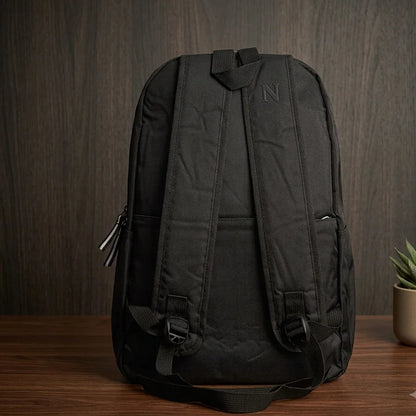Black Luminous Logo Canvas Backpack Bag - N
