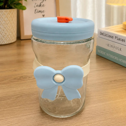 Bow Glass Cup with Straw