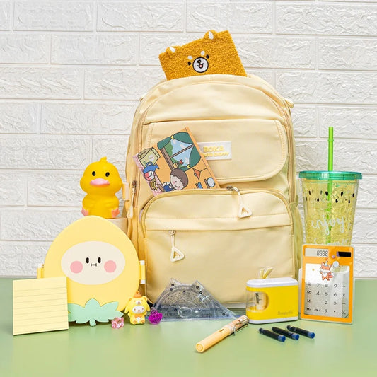 Bright Yellow Stationery Gift Set with Sipper Cup