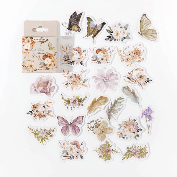 Butterfly and Flowers Stickers Box