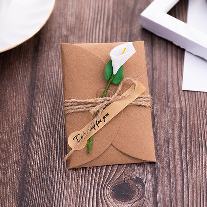 Vintage Kraft Paper Dried Flower Greeting Card