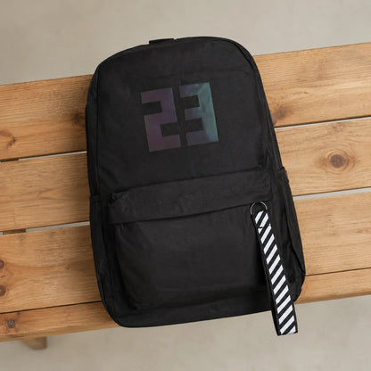 Black Luminous Logo Canvas Backpack Bag - 23