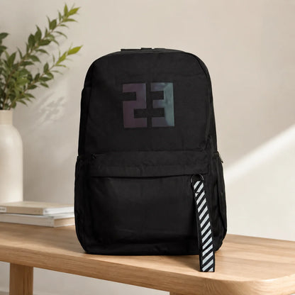 Black Luminous Logo Canvas Backpack Bag - 23