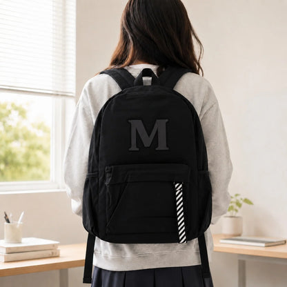 Black Luminous Logo Canvas Backpack Bag - M
