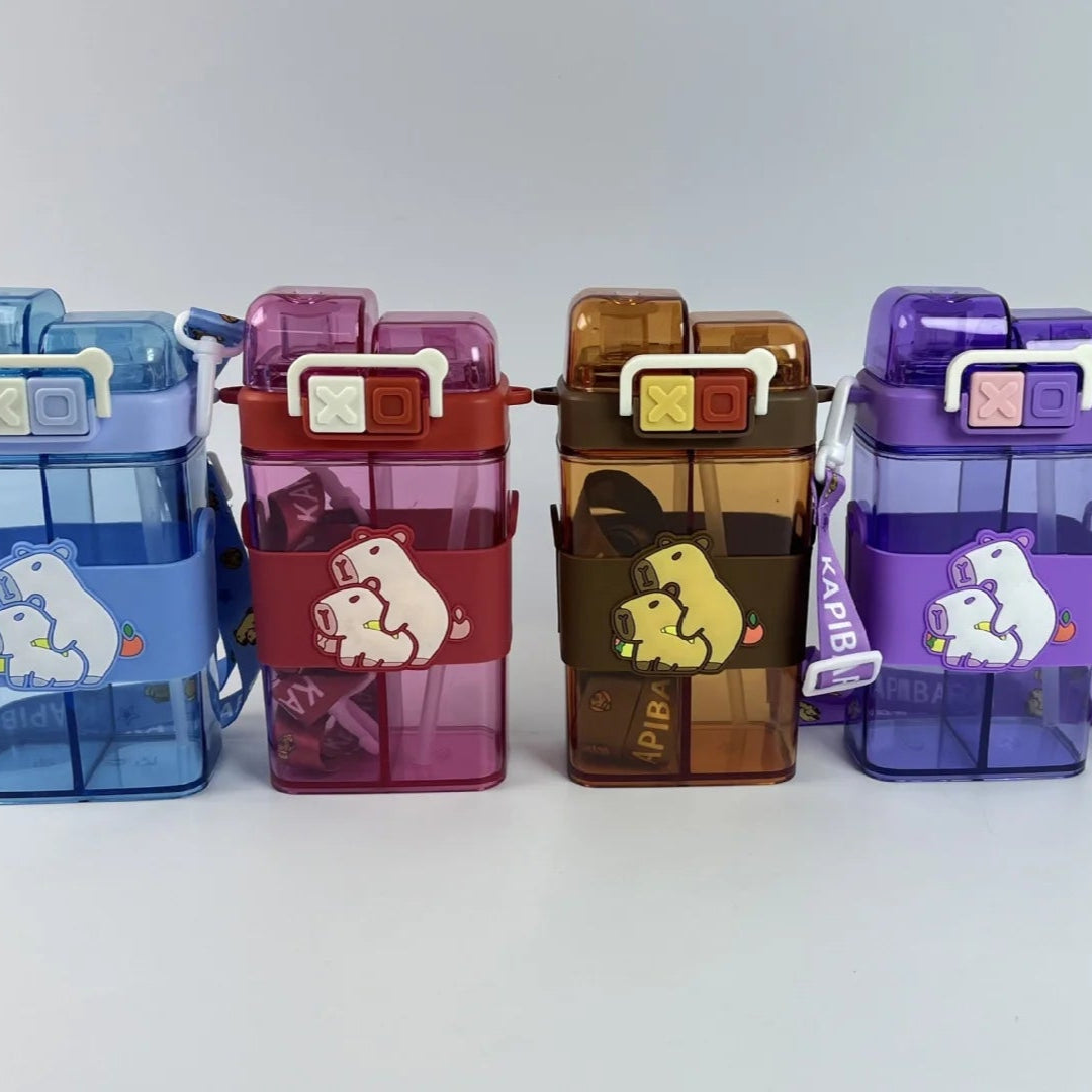 Cute Sleeping Capybara On The Water Cartoon Illustration. Cute Capybaras Isolated. Vector