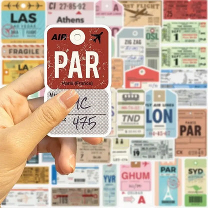 Cartoon Boarding Pass Graffiti Stickers Pack - Set of 40