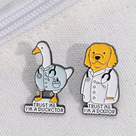 Dogtor & Duckctor Brooch Pins