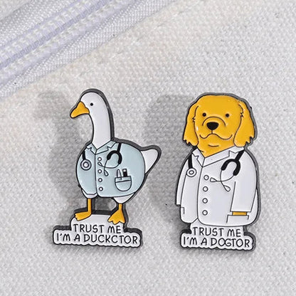 Dogtor & Duckctor Brooch Pins